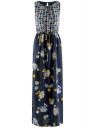 Платье макси с резинкой на талии и завязками oodji для женщины (синий), 21900323-2/42873/7957F