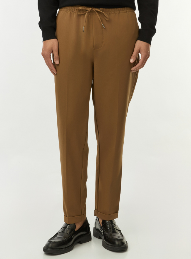 Брюки на завязках с подворотами oodji для Мужчины (коричневый) Брюки на завязках с подворотами oodji для Мужчины (коричневый), 2B210042M/18600/3701N