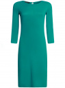 Платье трикотажное с вырезом-капелькой на спине oodji для женщины (зеленый), 24001070-5/15640/6D00N