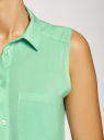 Топ вискозный с нагрудным карманом oodji для женщины (зеленый), 11411108B/26346/6500N