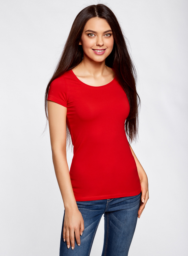 Комплект приталенных футболок (2 штуки) oodji для Женщины (красный), 14701005T2/46147/4500N