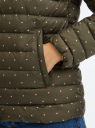 Куртка стеганая с капюшоном oodji для Женщина (зеленый), 10203085/50223/6833D