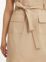 Платье с поясом и накладными карманами oodji для Женщины (бежевый), 12C13013/46683/3300N