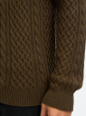 Джемпер фактурной вязки "в косичку" oodji для мужчины (зеленый), 4L107152M/35472/6800N