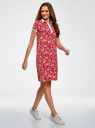 Платье-поло из ткани пике oodji для Женщина (красный), 24001118-2/47005/4C10E