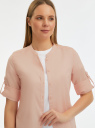Рубашка хлопковая с воротником-стойкой oodji для Женщины (розовый), 23L12001B/45608/4B01N