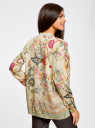 Блузка свободного силуэта с цветочным принтом oodji для Женщины (бежевый), 21411109/46038/3319F