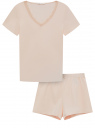 Пижама из хлопка с отделкой кружевом oodji для женщины (розовый), 56002250/46737N/4000N