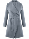 Пальто без застежки с поясом oodji для Женщины (синий), 10104042/46315/7400N