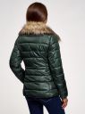 Куртка стеганая с отстегивающимся искусственным мехом на воротнике oodji для Женщина (зеленый), 20204041-4/24176/6E00N