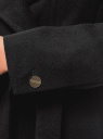 Пальто с поясом и асимметричной застежкой oodji для женщины (черный), 10104041-2/43442/2900N