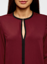 Блузка из струящейся ткани с контрастной отделкой oodji для женщины (красный), 11411059/43414/4900N