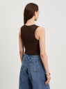 Кроп-топ в рубчик из хлопка oodji для Женщины (коричневый), 15F15005/48037/3900N