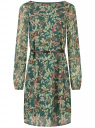 Платье из струящейся ткани с ремнем oodji для женщины (зеленый), 11900150-16B/42816/6219F