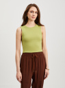 Кроп-топ в рубчик из хлопка oodji для Женщины (желтый), 15F15005/48037/6700N