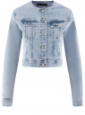 Куртка джинсовая без воротника oodji для Женщина (синий), 11109003-5B/50824/7000W