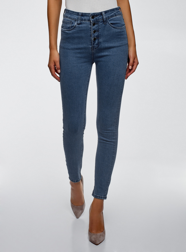 Джинсы skinny с высокой талией oodji для Женщины (синий), 12103171/46913/7500W