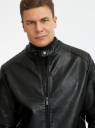 Куртка из искусственной кожи в байкерском стиле oodji для мужчины (черный), 1L521001M/49353/2900N