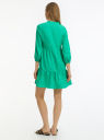 Платье ярусное из смесового льна oodji для Женщина (зеленый), 12C11012/16009/6D00N