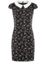 Платье принтованное с контрастным воротником oodji для женщины (черный), 11910077-3/37888/2945F