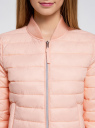 Куртка стеганая с трикотажным воротником oodji для женщины (розовый), 10203061-1/45638/5400N