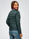 Куртка стеганая с круглым вырезом oodji для Женщины (зеленый), 10204040B/45638/6C00N