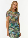 Футболка принтованная из сетки oodji для Женщины (зеленый) Футболка принтованная из сетки oodji для Женщины (зеленый), 14701124/51073/6967F