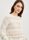 Джемпер вязаный с вырезом-лодочкой oodji для Женщины (белый), 73807624/53149/1233S