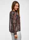 Блузка из струящейся ткани с контрастной отделкой oodji для Женщина (черный), 11411059-2/38375/2966E