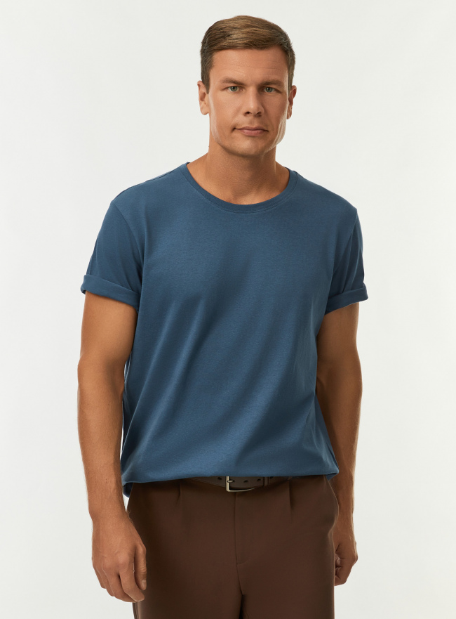 Футболка хлопковая oodji для Мужчины (синий) Футболка хлопковая oodji для Мужчины (синий), 5L641001I-3/47885N/7400N