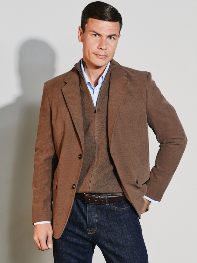 Пиджак прямого силуэта из вельвета oodji для Мужчины (коричневый), 2L530003M/53255N/3702N