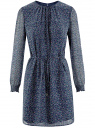Платье из струящейся ткани с поясом oodji для Женщина (синий), 11911021/38375/7941F