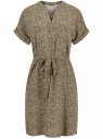 Платье из вискозы с поясом и короткими рукавами oodji для Женщины (зеленый), 11905033/42540/6612E