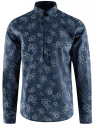 Рубашка хлопковая принтованная oodji для мужчины (синий), 3L310144M/46603N/7975F