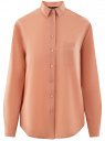 Блузка прямого силуэта с нагрудным карманом oodji для женщины (розовый), 11411134B/48853/4B01N