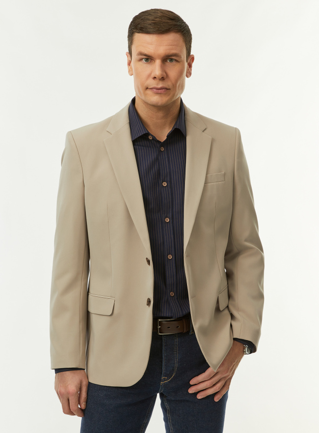 Пиджак классический приталенного силуэта oodji для Мужчины (бежевый), 2B420040M-9/18600/3500N