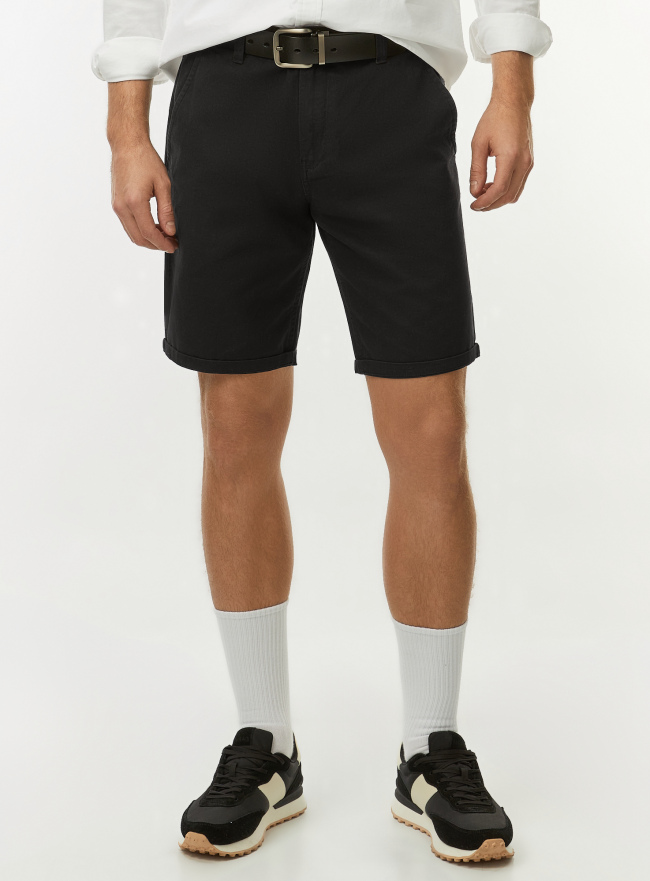 Шорты хлопковые прямого силуэта oodji для Мужчины (черный) Шорты хлопковые прямого силуэта oodji для Мужчины (черный), 2L720002M-2/51283/2900N