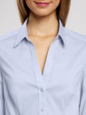 Рубашка хлопковая с V-образным вырезом oodji для женщины (синий), 21402211/33431/7000N