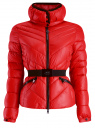 Куртка утепленная с высоким воротником и контрастными элементами oodji для Женщины (красный), 10204042/45757/4500N