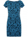 Платье трикотажное принтованное oodji для Женщины (синий), 14001117-23/33038/7029F