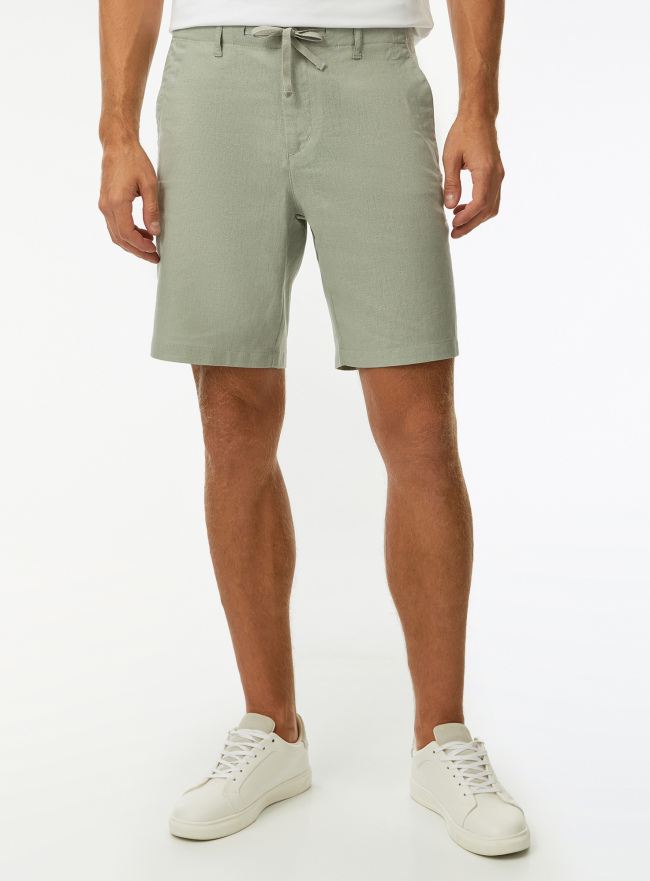 Шорты изо льна с завязками oodji для Мужчины (зеленый) Шорты изо льна с завязками oodji для Мужчины (зеленый), 2B600001M-1/16009/6000N