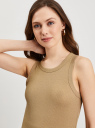 Майка в рубчик с люрексом oodji для Женщины (бежевый), 24315013/53058/3593X