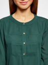 Блузка шифоновая в стиле милитари oodji для Женщины (зеленый), 11411062-1/43291/6E00N