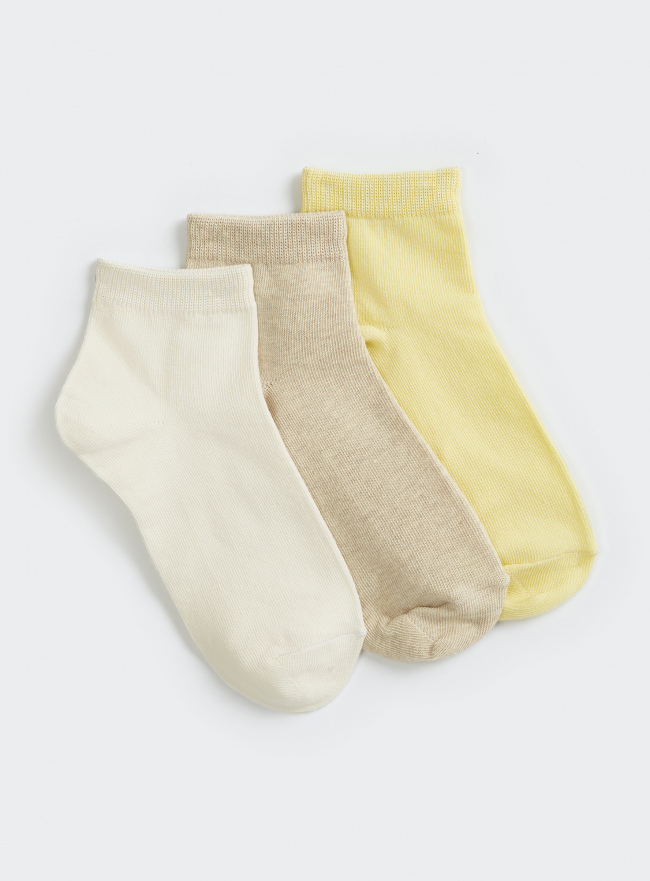 Комплект укороченных носков (3 пары) oodji для Женщины (разноцветный), 57102418T3/47469/132