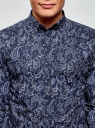 Рубашка принтованная из хлопка oodji для мужчины (синий), 3B110027M/19370N/7975E