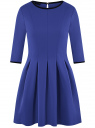 Платье трикотажное с юбкой в складку oodji для женщины (синий), 14001148/33735/7500N