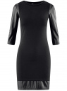 Платье с отделкой из искусственной кожи oodji для женщины (черный), 14001143-2/16564/2900N