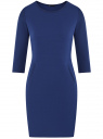 Платье трикотажное с рукавом 3/4 oodji для женщины (синий), 24001100-2/42408/7500N