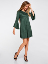 Платье из искусственной замши с воланами oodji для Женщины (зеленый), 18L11002/46453/6E00N