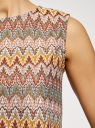 Топ из фактурной ткани с этническим узором oodji для женщины (коричневый), 15F05004/45509/3766E